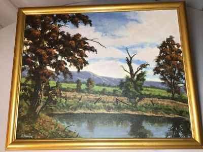 Signed Oil on Board by Guentier Frame measures 22x18. Frame measures 22x18