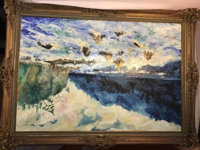 Rapids" Oil on Board by Salewiski Frame measures 56" x. Frame measures 56" x 41"