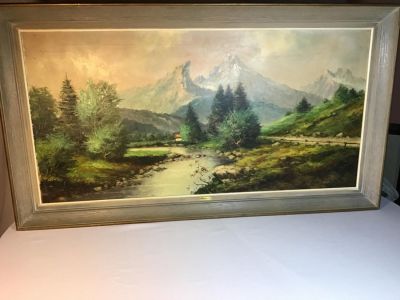 Ferretti Oil on Canvass Landscape Measures 54x30.5. Measures 54x30.5