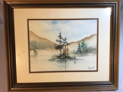 Silent Pond Watercolor by Rose Ross Measures 16x13. Measures 16x13