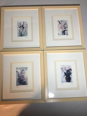 Floral Prints, Set of 4 Measures 13.5x15.5. Measures 13.5x15.5