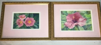 Pair of Signed Flower Watercolors By Roda Eschwege. By Roda Eschwege Each measures 11x9
