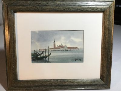 Scenic Watercolor of Venice By Jackie and Ralph. By Jackie and Ralph Auricclio Frame measures 12x10