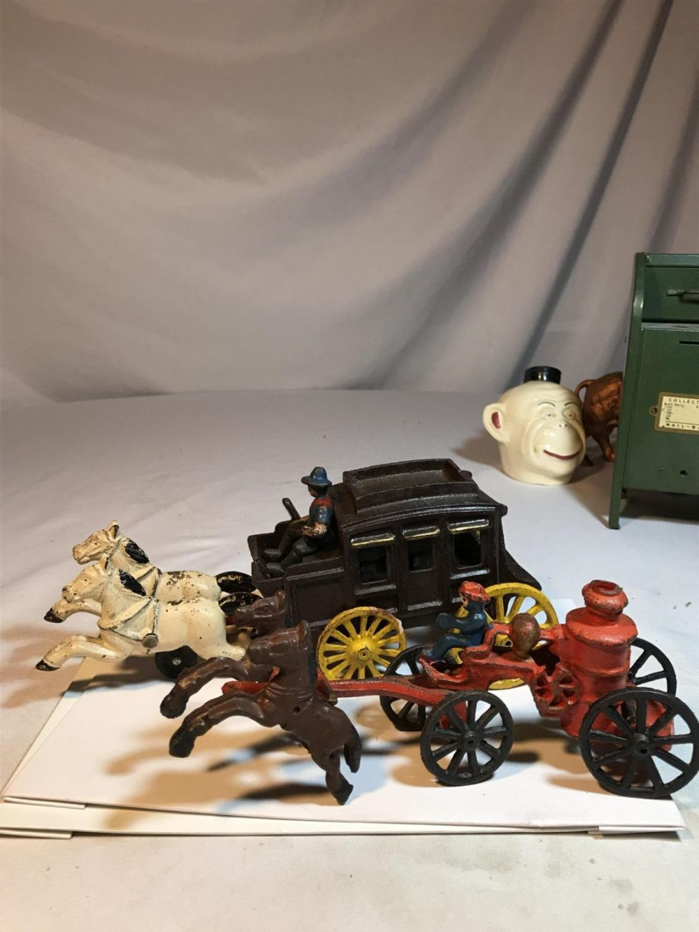 Lot 155: Ye old stage coach (2) Banks Cast iron