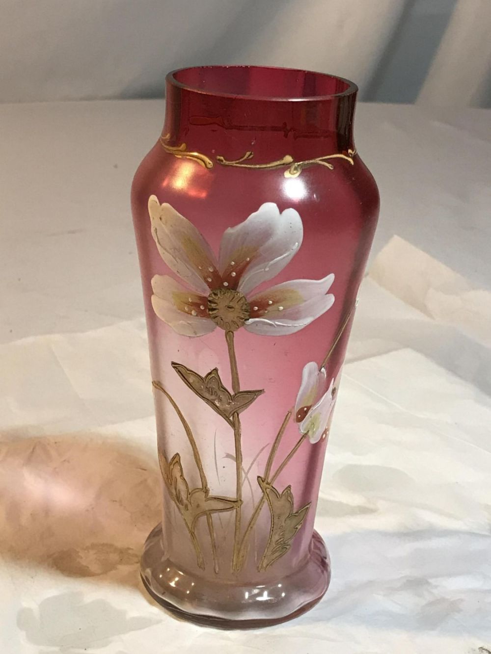 Lot 187: Victorian HP Floral Vase Approximately 7" tall