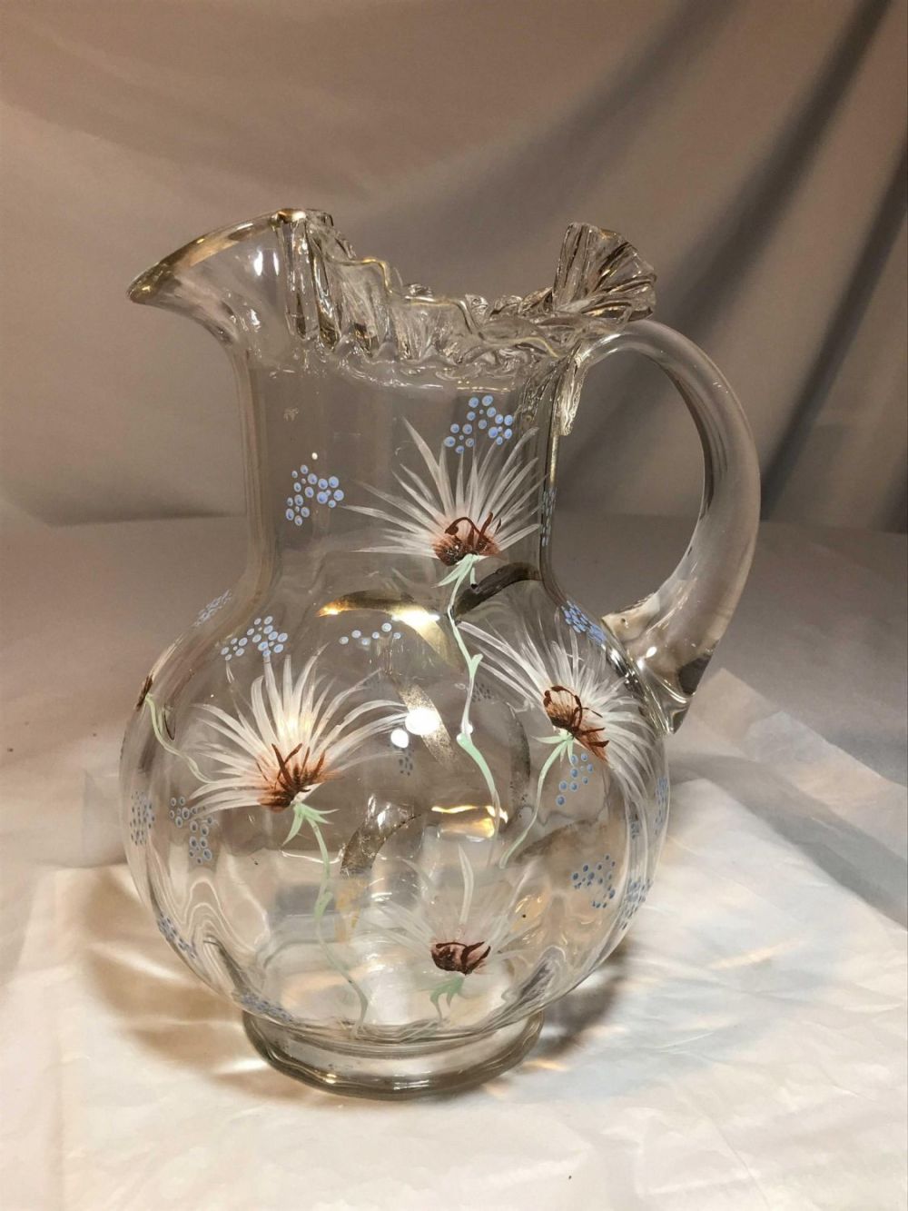 Lot 194: Victorian Hand Painted Lemonade Pitcher Height 10 inches