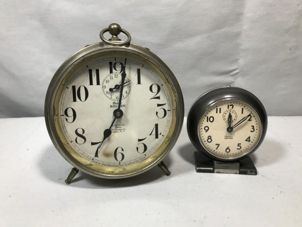 Lot 252: Early Clocks- Big Ben & Baby Ben Big Ben measures 6x6 inches