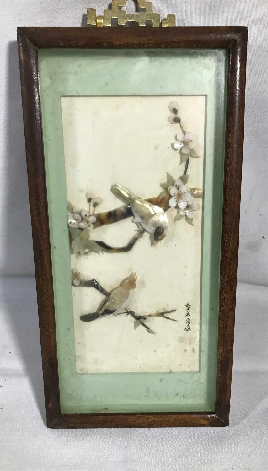 Lot 154: Vintage three dimensional Asian art. Made ofshells , Jade leaves and