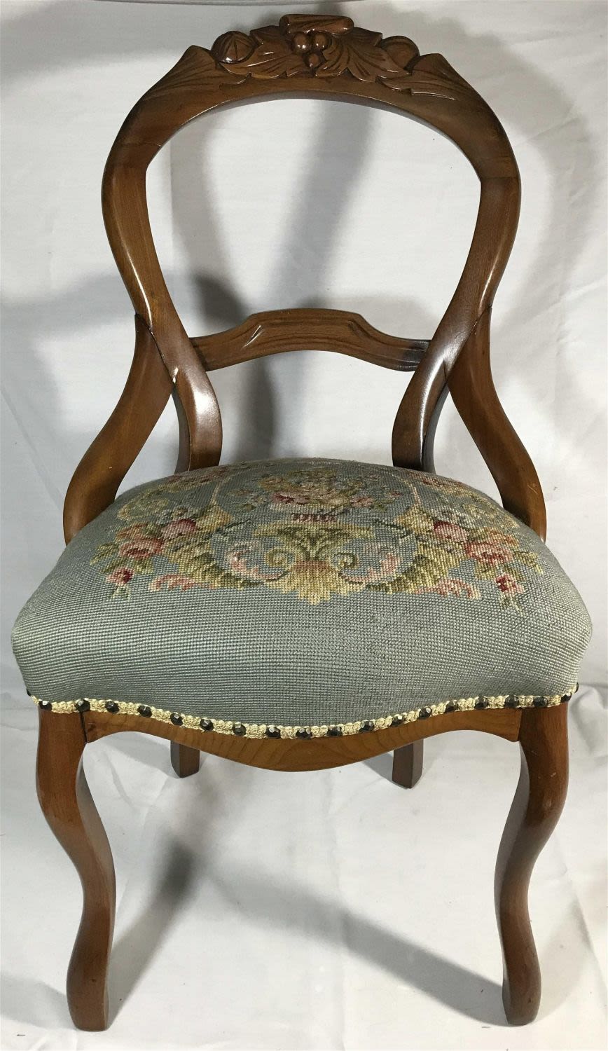 Lot 164: Antique Victorian chair needlepoint and petitpoint Heght is 36 inches, depth 18â€ x 18 1/2â€