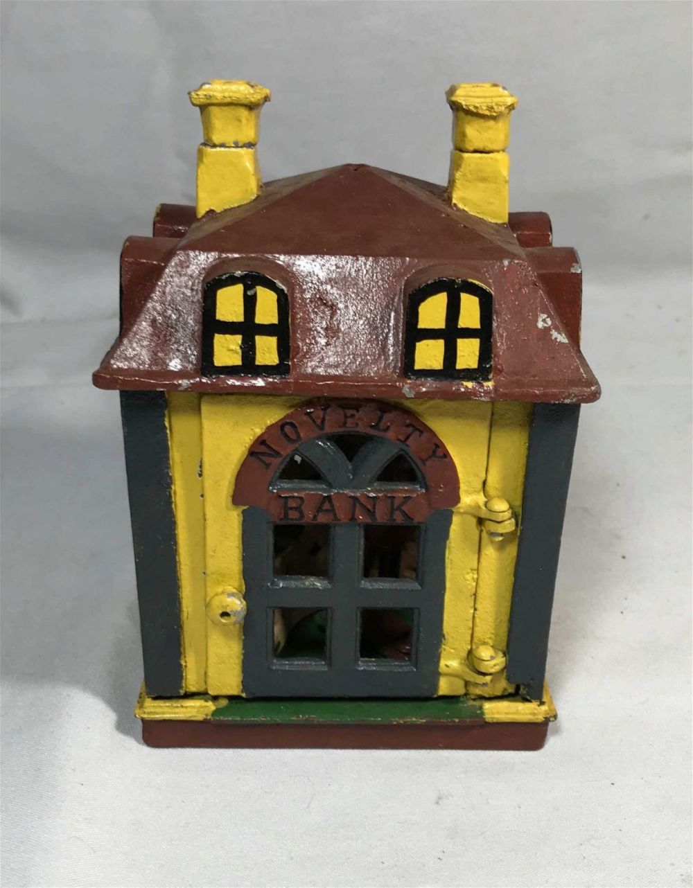 Lot 183: Mechanical Cast Iron Novelty Bank, H7 x 4 Square .