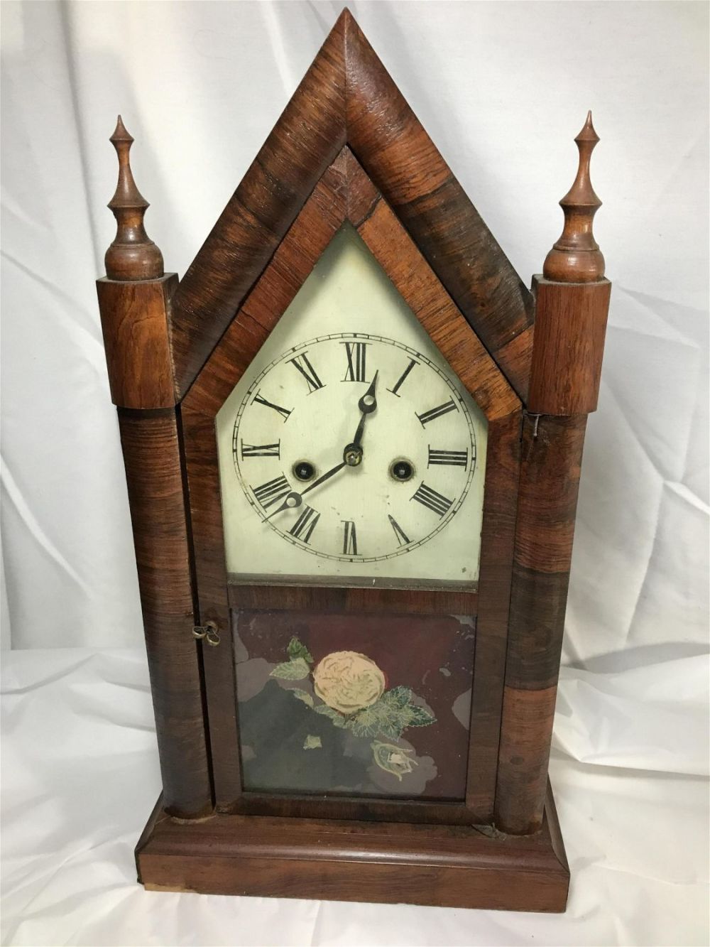 Lot 203: 30 Hour Brass Clock Mantle Clock Measures 19 inches tall