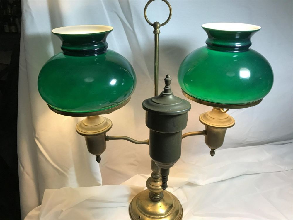 Lot 208: Student Lamp Green Shades works Measures 23 inches tall