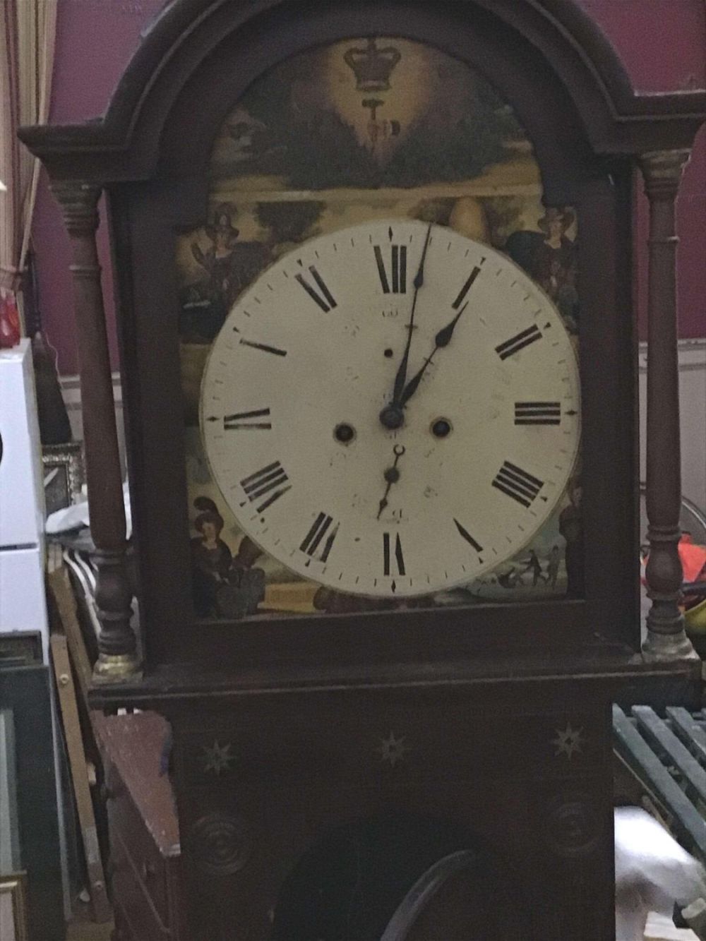 Lot 215: AntiqueGrandfather Clock .