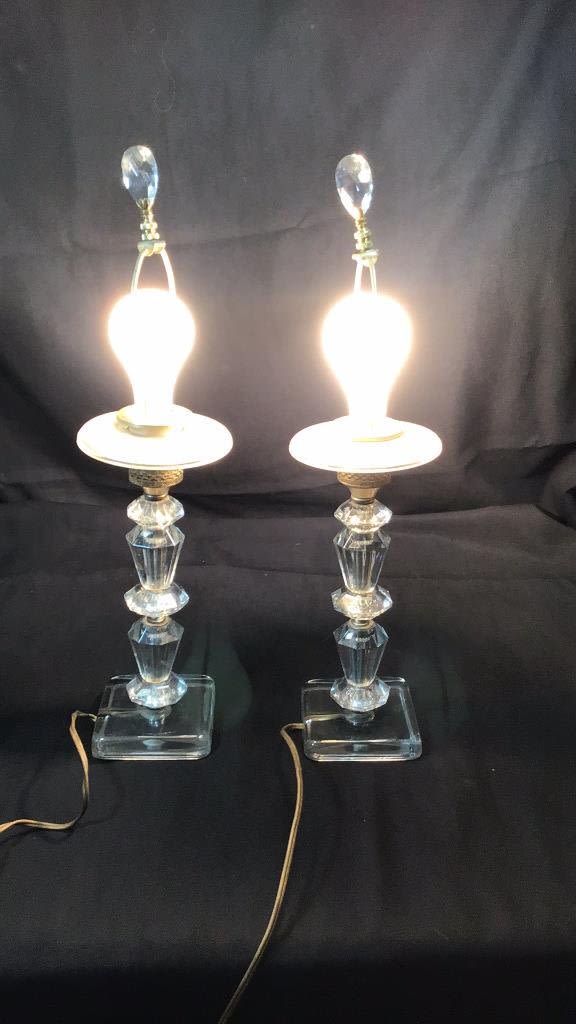 Lot 220: Two 1940s Princess Crystal Lamps .