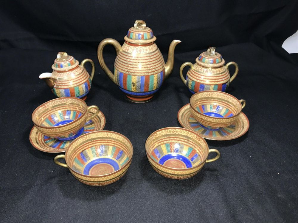 Lot 231: Hand Painted Japanese Tea Set .