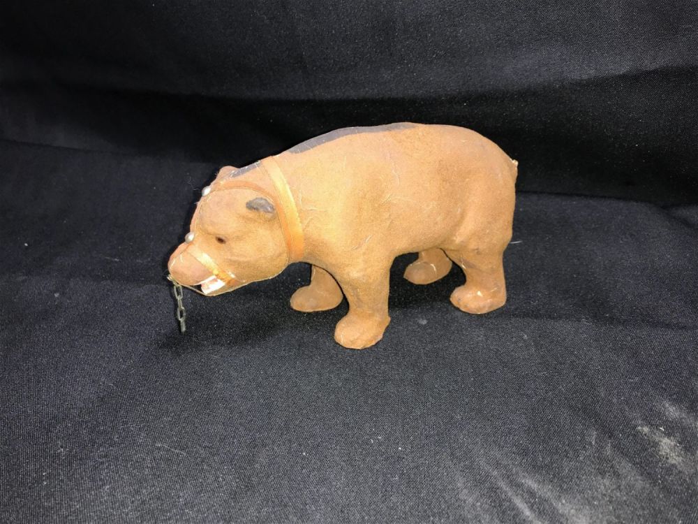 Lot 243: Early Bear Toy Measures 4 inches tall by 6 inches long