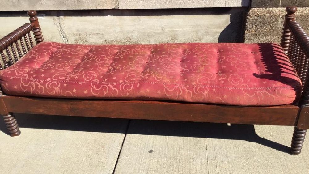 Lot 257: Elegant Daybed measures 74 inches wide by 27 inches tall by 25 inches
