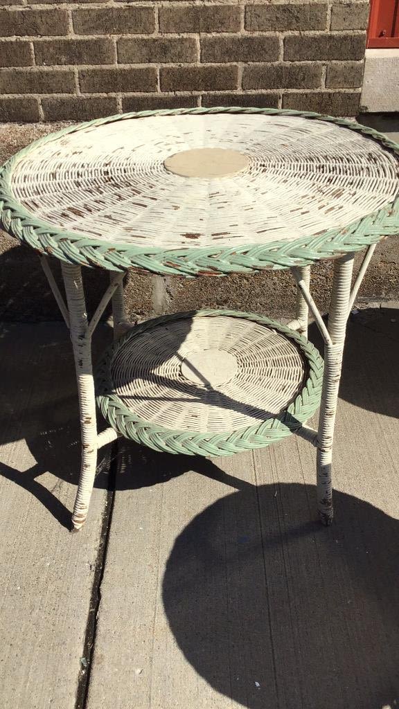 Lot 258: Wicker Table measures 28 inches tall by 31 inches diameter