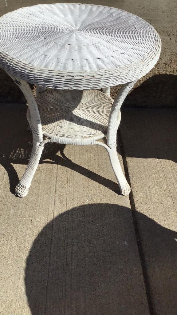 Lot 259: Wicker End table measures 21 inches tall by 21 inches diameter