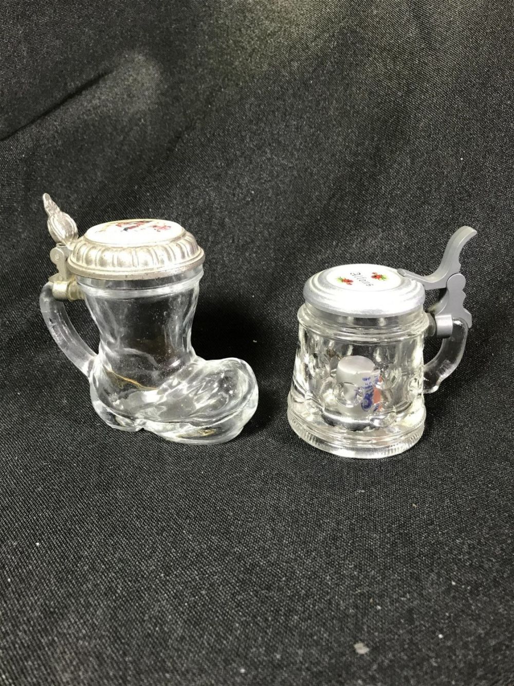 Lot 191: German Mini Glass Steins Each measures 2.5-3 inches tall