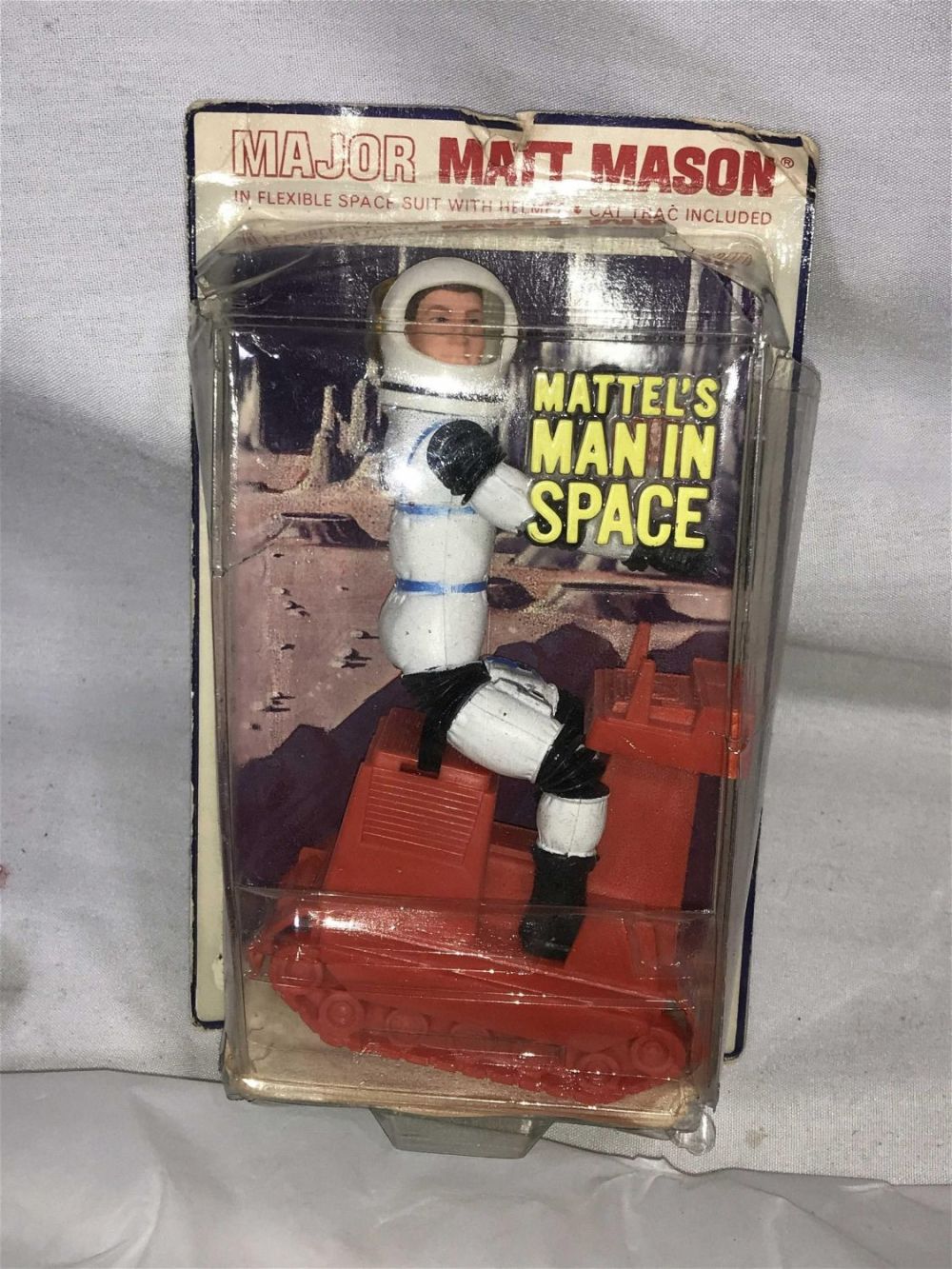 Lot 174: Mattel Man in Space Major Matt Mason On Cat Trac unopened in original packaging but packaging is