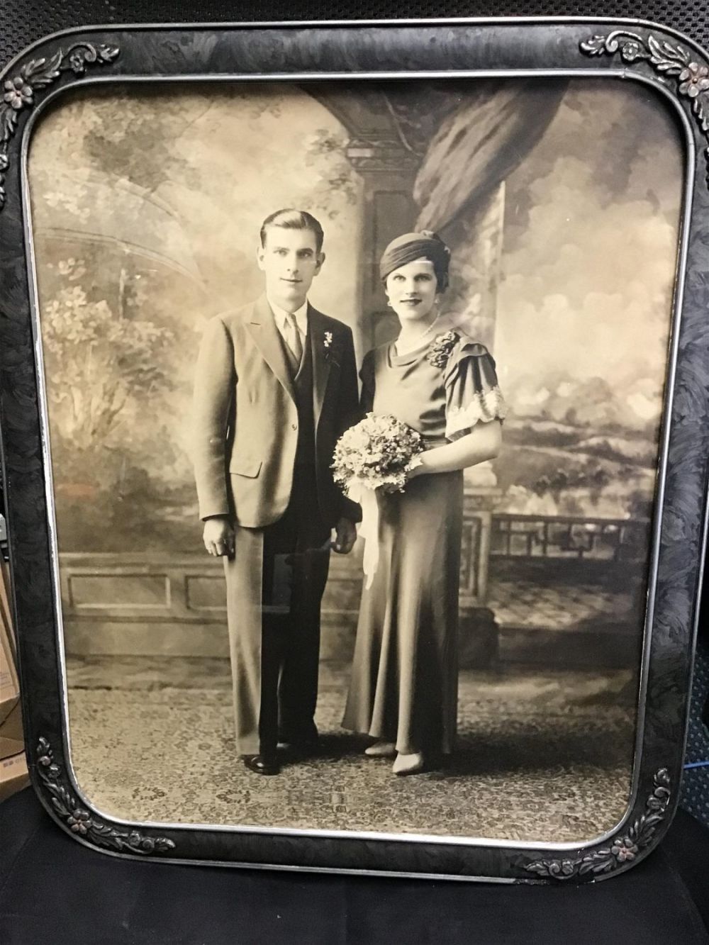 Lot 214: Vintage Wedding Photo Frame measures 22 x 18 inches