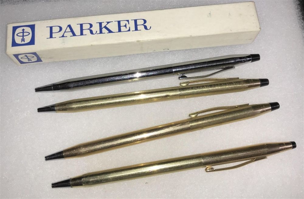 Lot 162: Vintage Pen Collection 4 Cross Pens & Parker Box