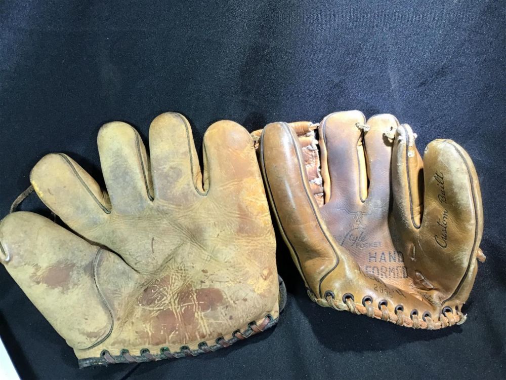 Lot 176: Vintage Baseball Mitts (2) Newport Mitt & Champion Mitt F 25