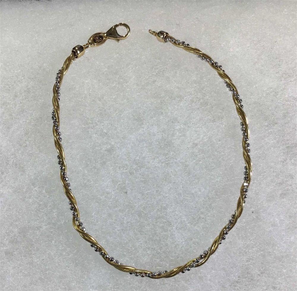 Lot 190: 14K Two Tone White Gold Woven Bracelet Italian
