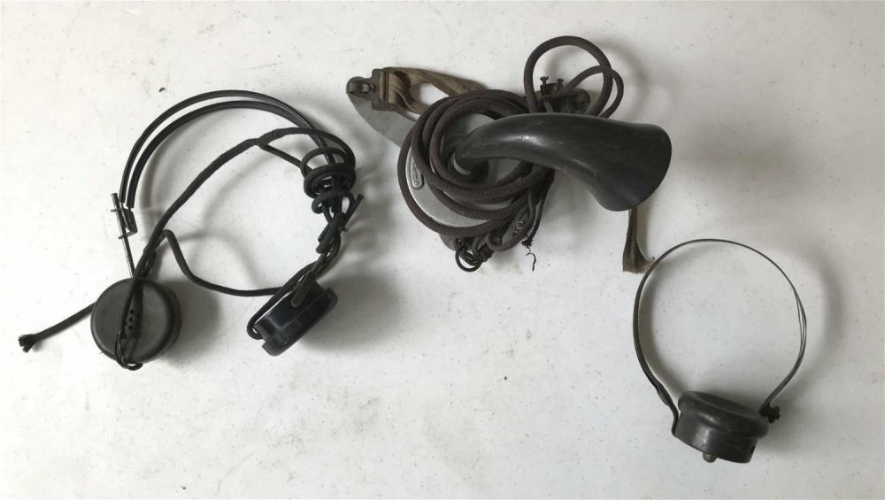 Lot 169: Early Phone Operator Set comes with a set of  three pieces, headphones & talking piece.