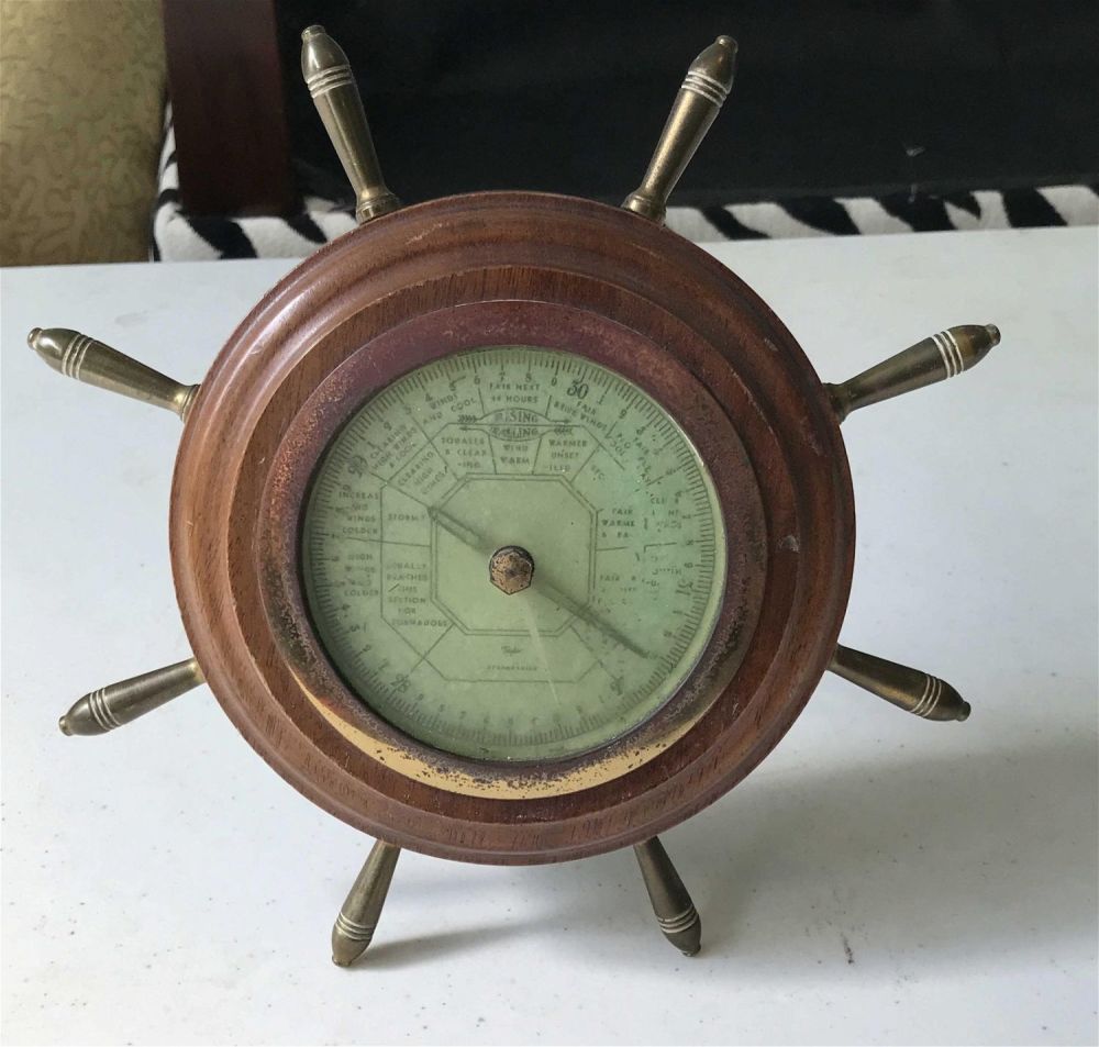 Lot 179: Vintage Tabletop Ship's Wheel .