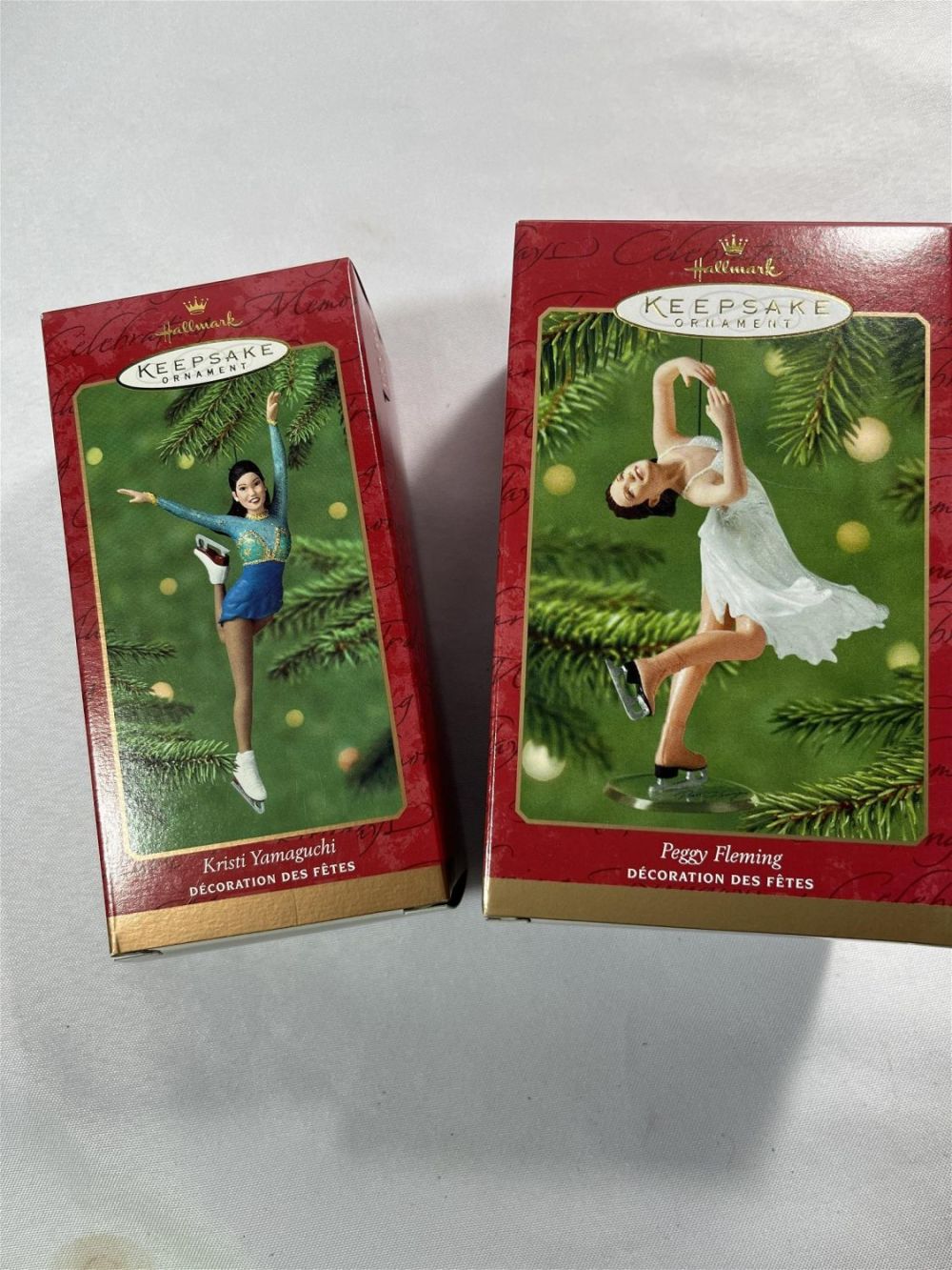 Lot 196: Hallmark Keepsake Ornaments Figure Skaters Peggy Fleming & Kristi Yamaguchi In org packages