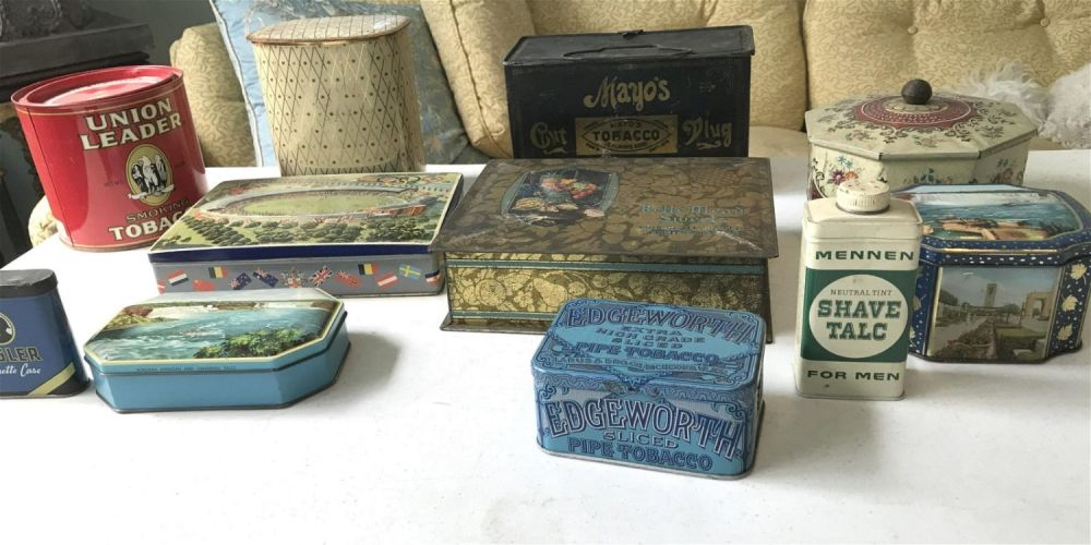 Lot 228: Vintage Tin packaging for tobacco and other products