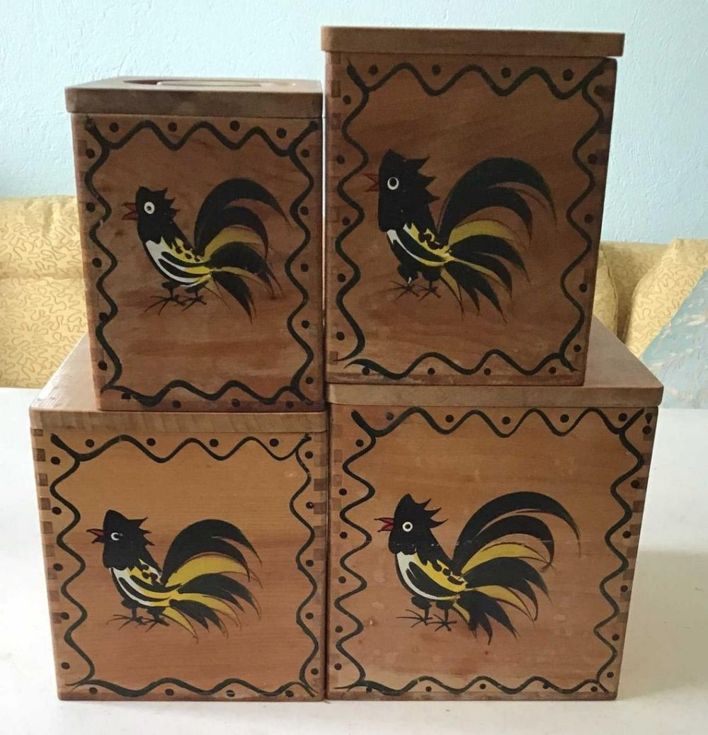 Lot 183: Vintage Rooster canister set .