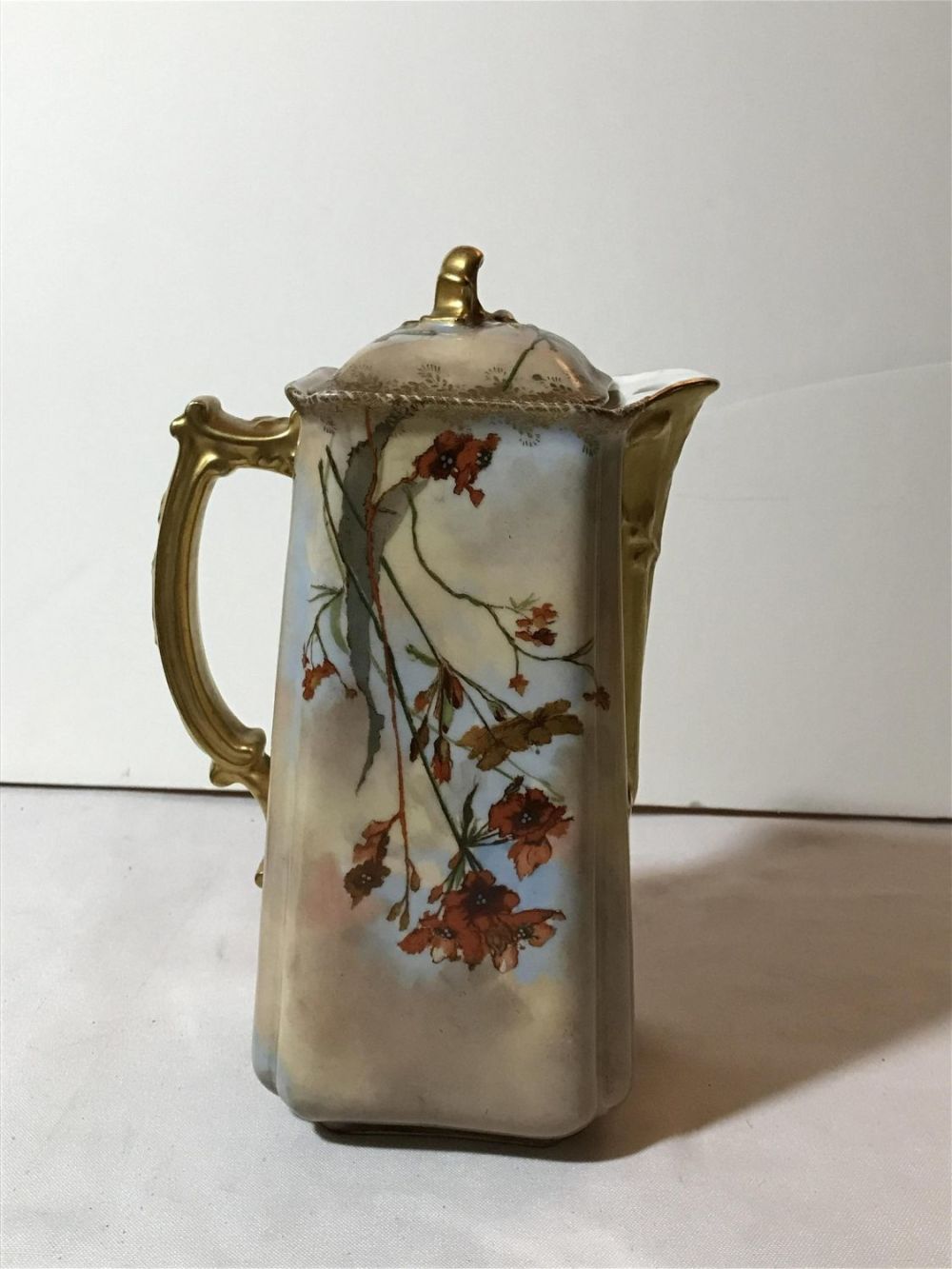 Lot 216: Vintage Hand Painted Chocolate Pitcher .
