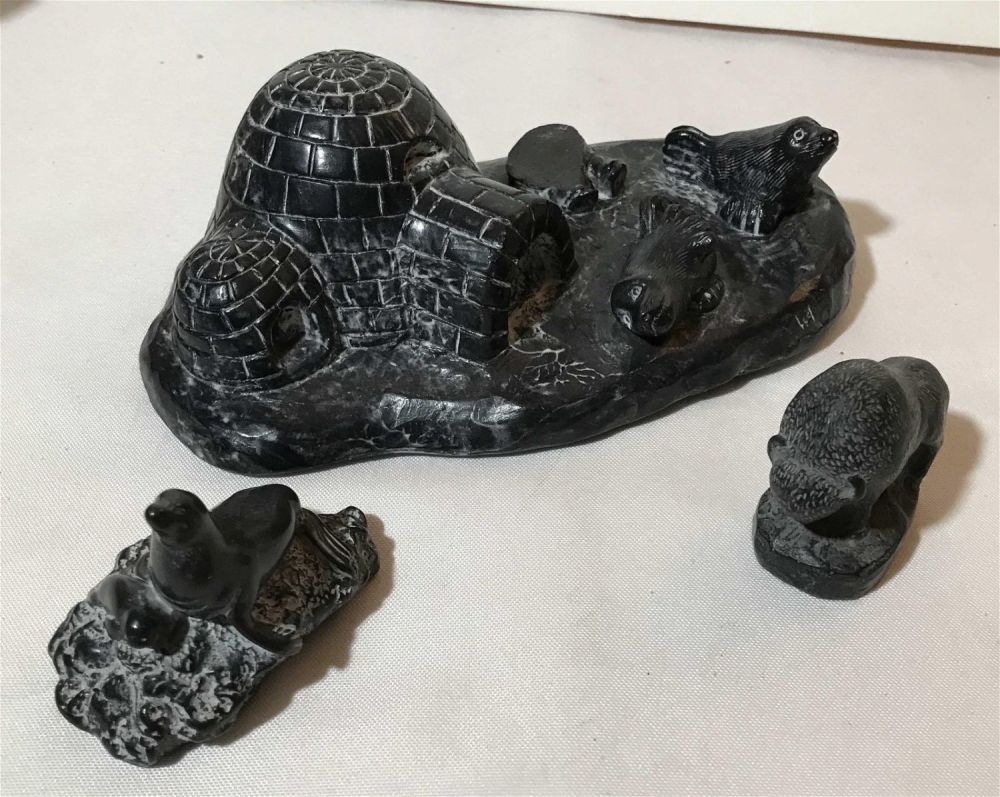 Lot 225: Vintage Sculptures Series of Canadian Stone Craft pieces