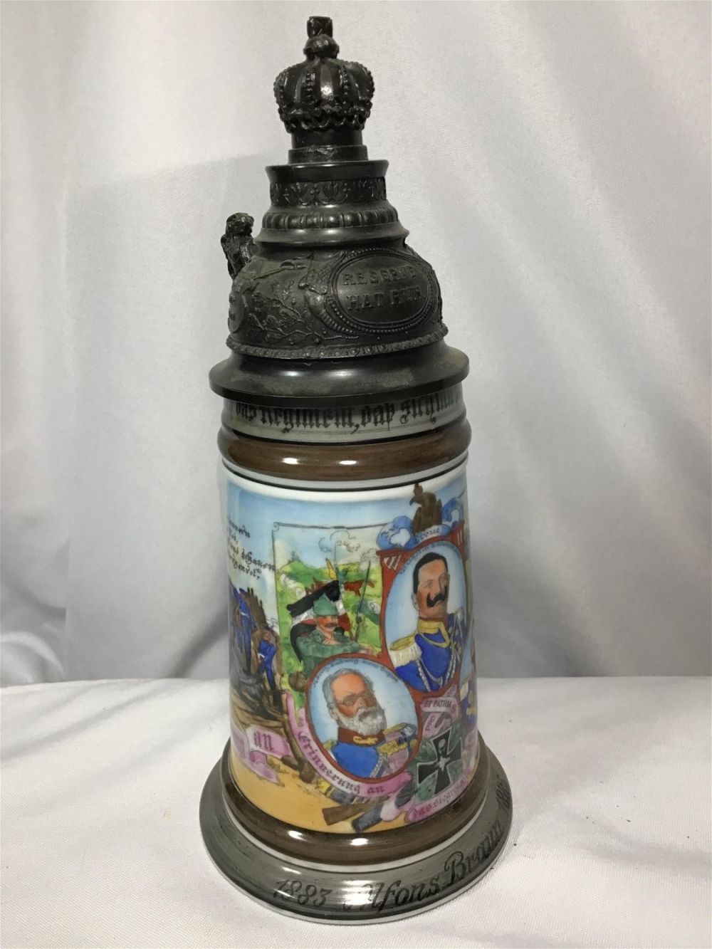 Lot 180: Alfons Braun Beer Stein Measures 10.5 inches tall