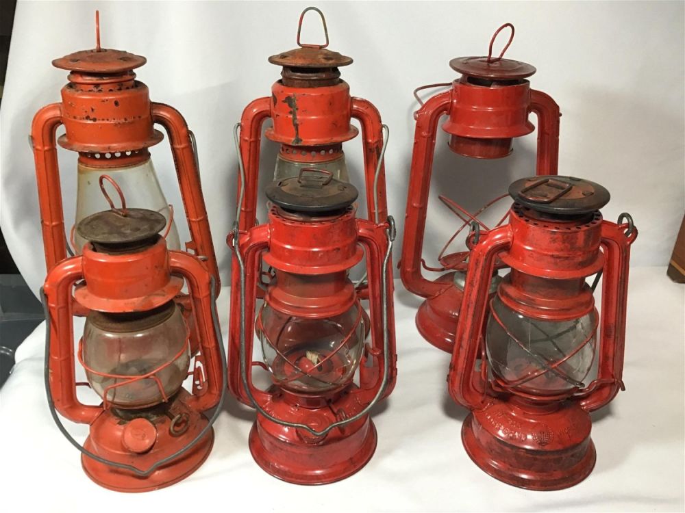 Lot 185: Dietz Lanterns Set of 6 Tallest measures 12.5 inches tall