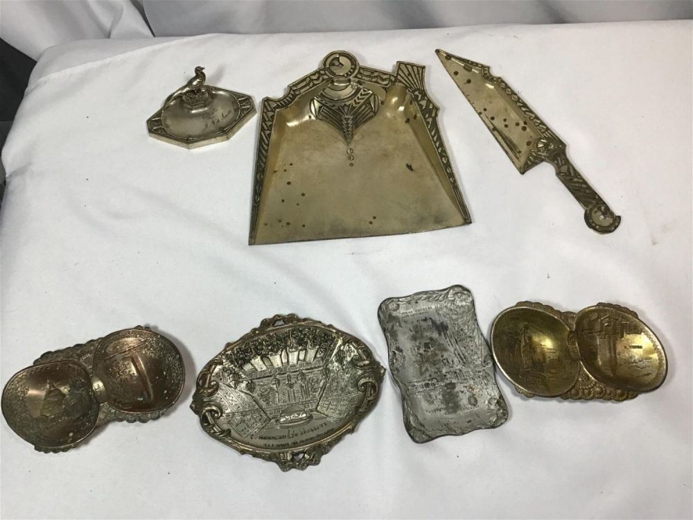 Lot 199: Vintage Desk Set w/ Souvenir Trays .