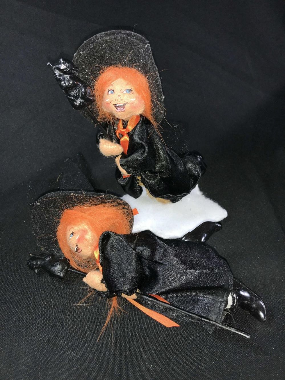 Lot 163: Annalee Flying Witches Measures approximately 8 inches tall  One is Missing base