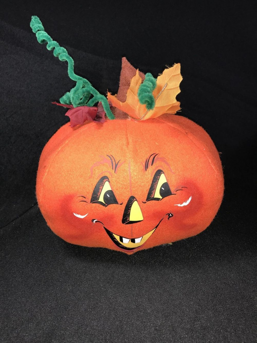 Lot 164: Annalee Jack-O-Lantern Pumpkin Measures 9 inches wide by 8 inches tall