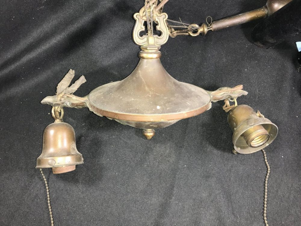 Lot 204: Victorian Pan Light Chandelier Measures approximately 1 foot wide by 9 inches (centerpiece)