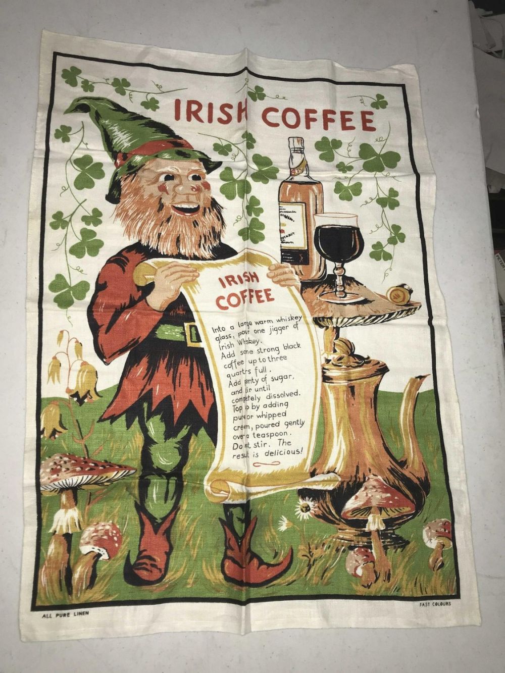 Lot 210: Irish Coffee Banner Measures 31 by 22 inches Never used!