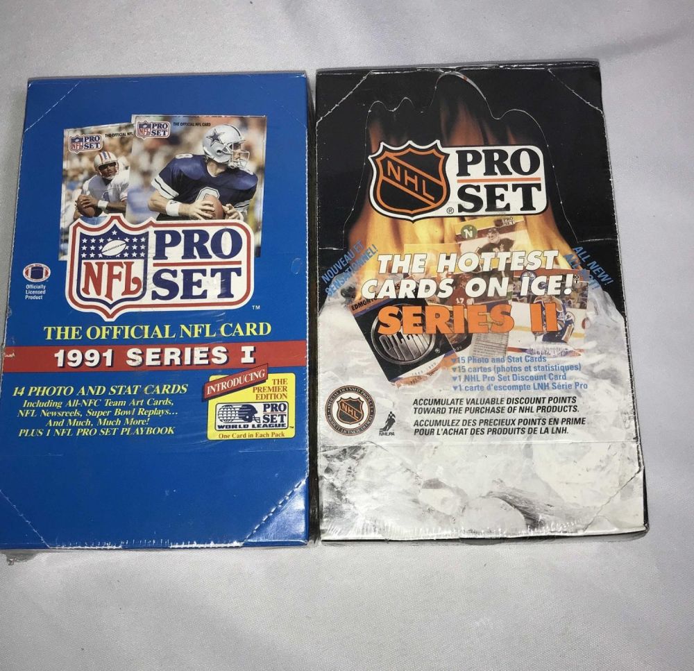 Lot 222: Unopened Pro Set NFL & NHL Cards 2 packs total
