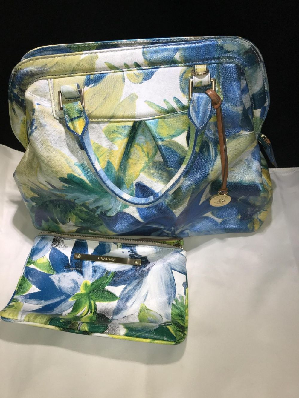 Lot 168: Brahmin Garden Flowers Purse w/ Change Purse .