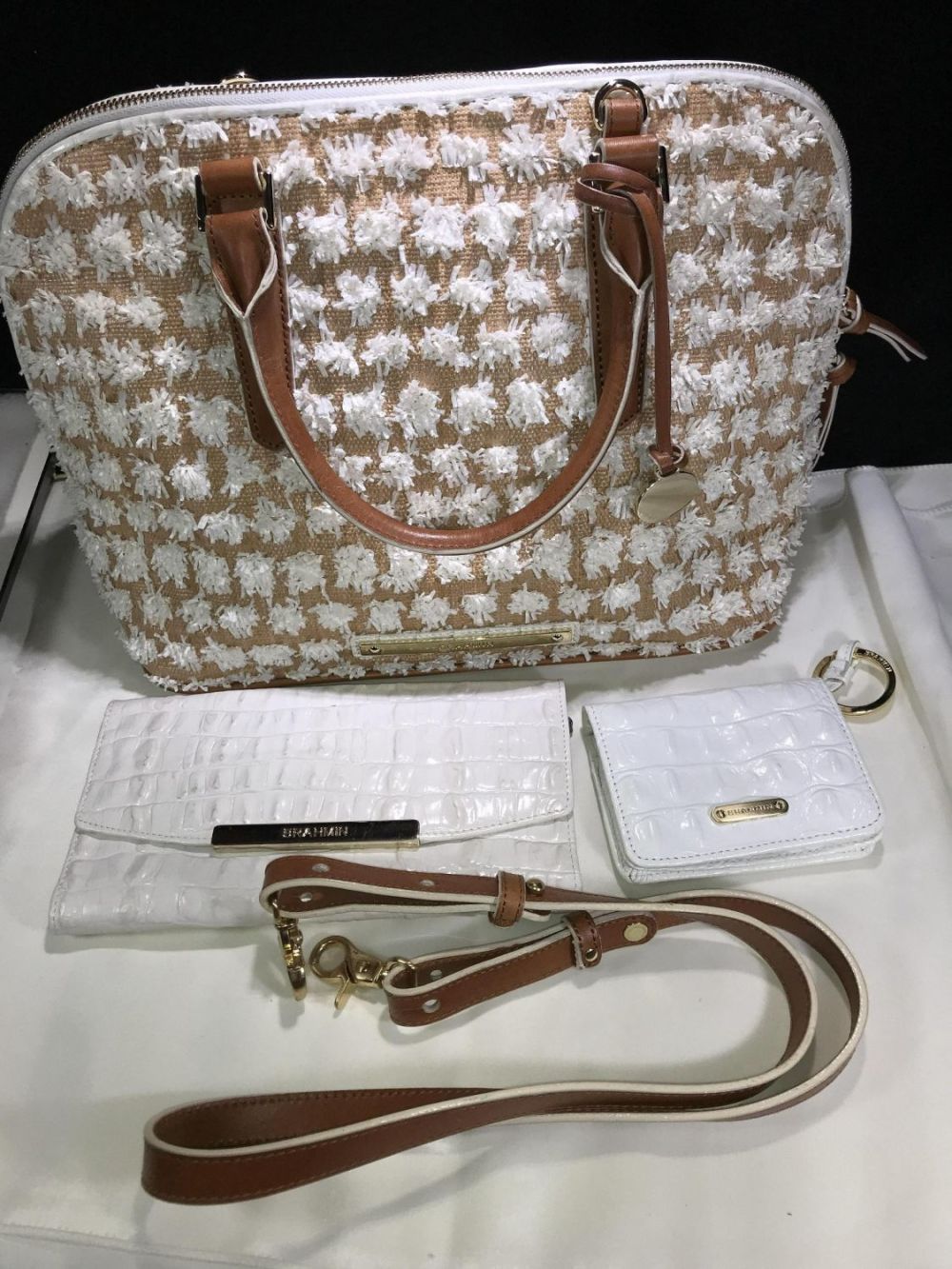 Lot 203: Brahmin Flocked Purse w/ Wallet & Shoulder Strap .