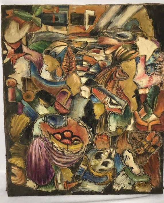 Lot 162: Abstract O/O/C Market Treasures by Albert Reindam Measures H 26 x L  21 1/2