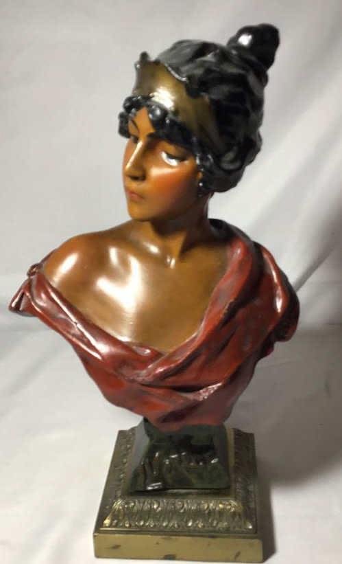 Lot 188: Vintage Lucrece Bust H 17â€™ Base 5 1/2 x 5 1/2 .