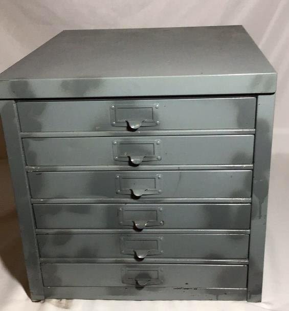 Lot 195: Vintage Metal File Cabinet H 16 1/4 x L 16 1/4 x D 18 1/2