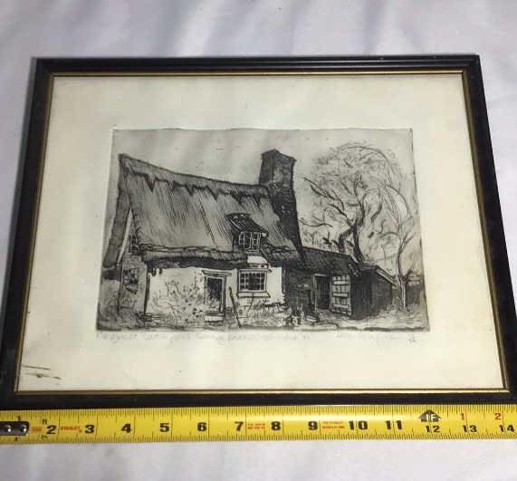 Lot 212: Vintage Cottage Engraving L14 1/2 x H 11 1/2 13/25